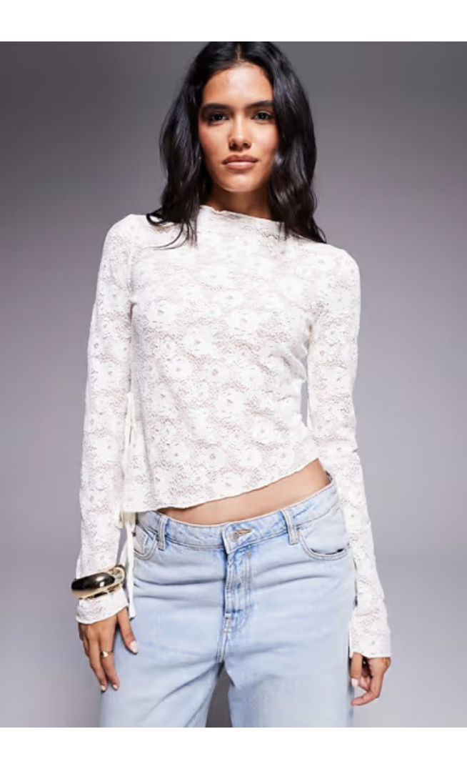 Brave Soul high neck long sleeve lace top
