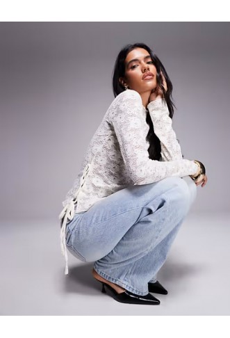 Brave Soul high neck long sleeve lace top