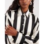 ASOS DESIGN satin oversized shirt in black stripe