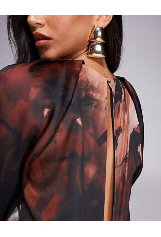 ASOS DESIGN satin long sleeve high neck playsuit