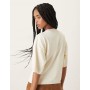 ASOS DESIGN ruched side knitted t-shirt in cream