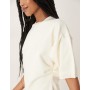 ASOS DESIGN ruched side knitted t-shirt in cream