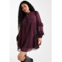 New Look Petite ruffle chiffon long sleeve mini dress