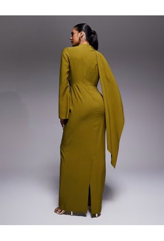 ASOS DESIGN long sleeved scarf detail maxi dress