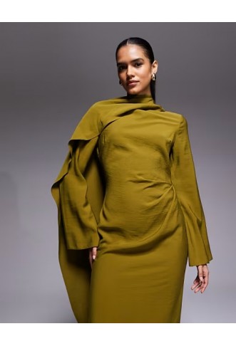 ASOS DESIGN long sleeved scarf detail maxi dress