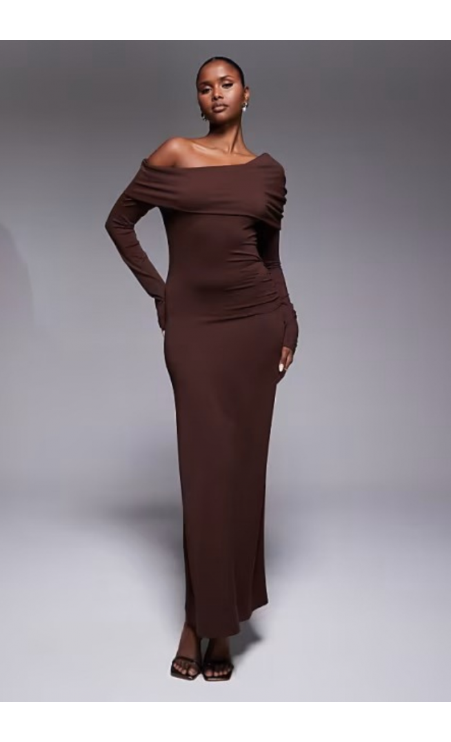 ASOS DESIGN off shoulder twist maxi dress