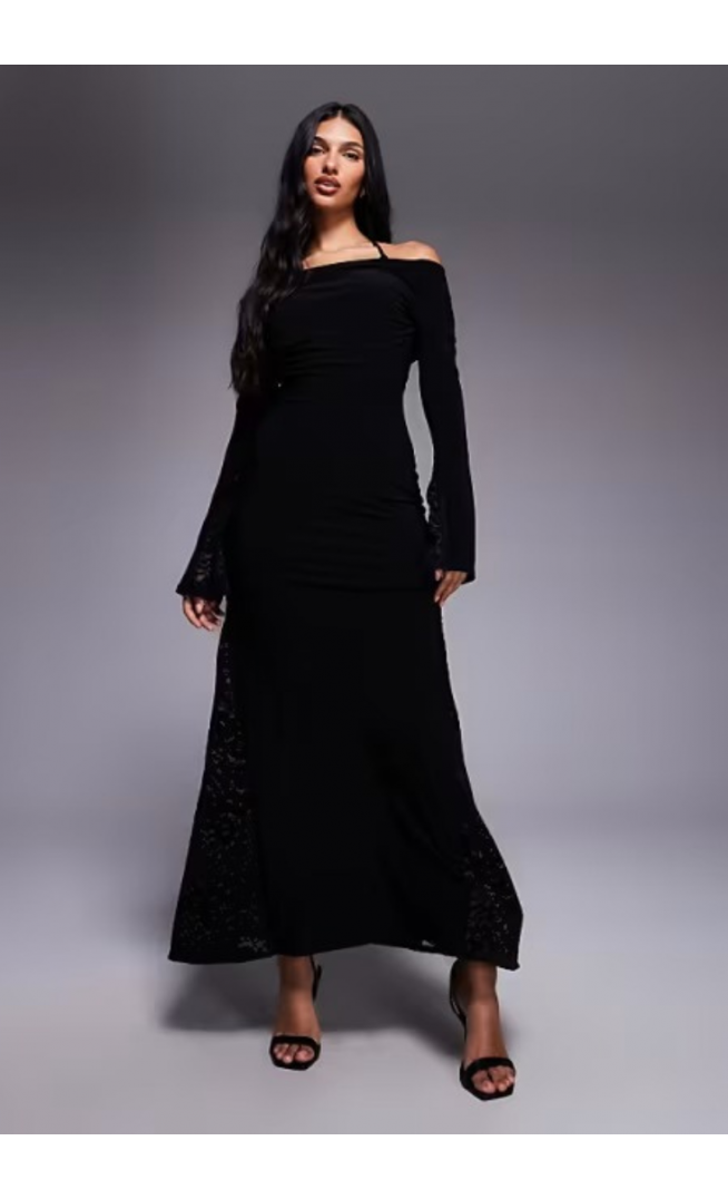 ASOS DESIGN bra detail long sleeve maxi dress