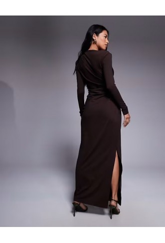 ASOS DESIGN soft touch long sleeve drape maxi dress