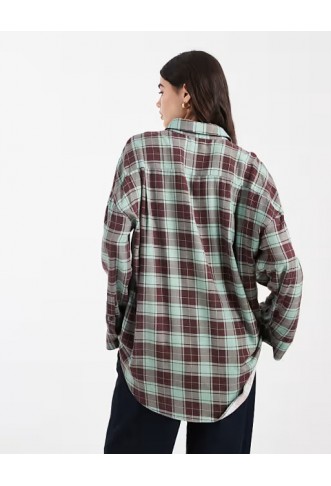 ASOS DESIGN oversized shirt in green brushed check