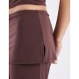 COLLUSION slinky skirt trouser co-ord in deep chocolate