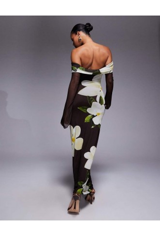 Kaiia exclusive double layered slinky mesh maxi dress