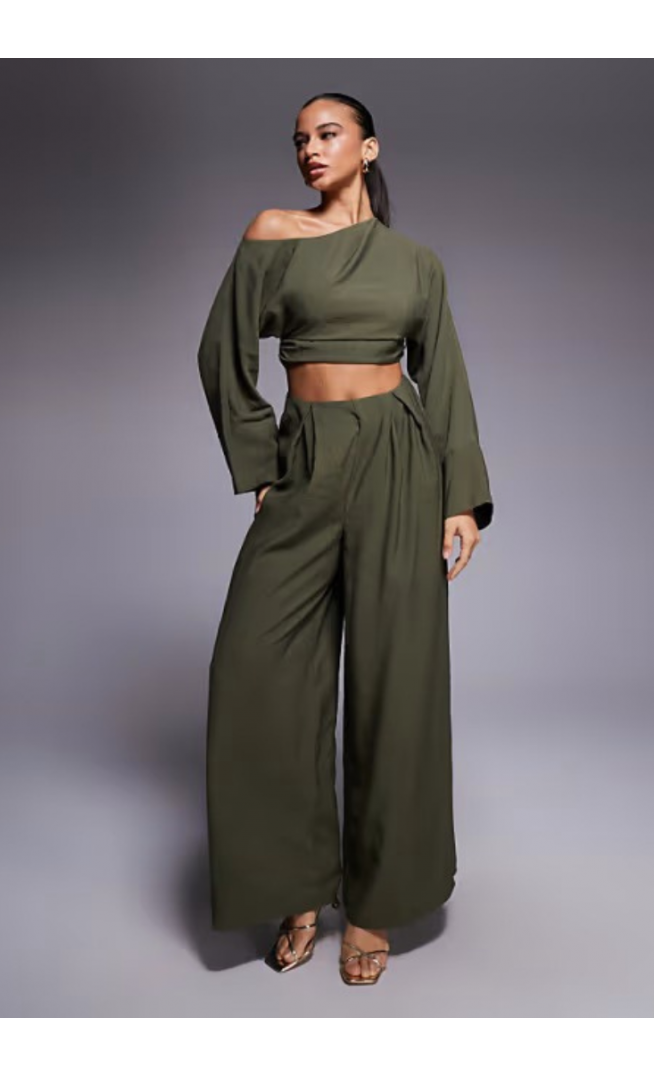 ASOS DESIGN fallen shoulder faux set jumpsuit