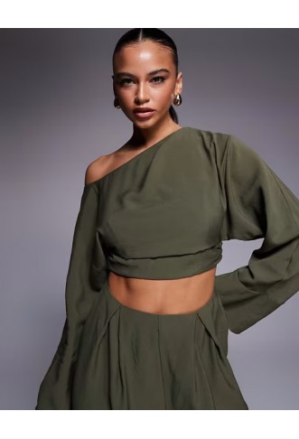 ASOS DESIGN fallen shoulder faux set jumpsuit