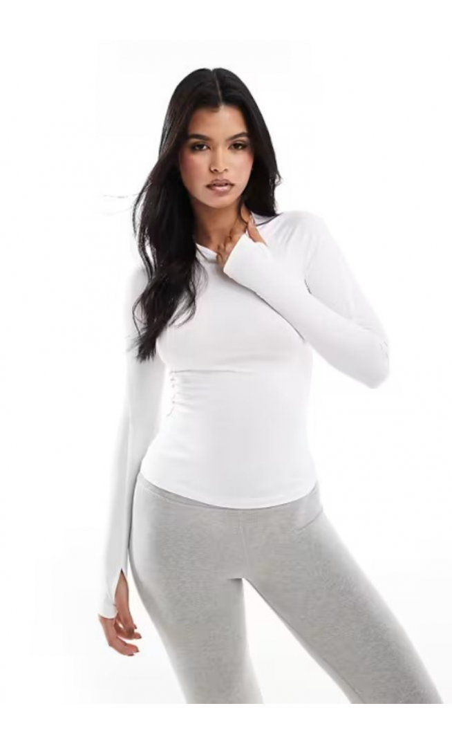 4505 Icon slim fit active long sleeve top in white