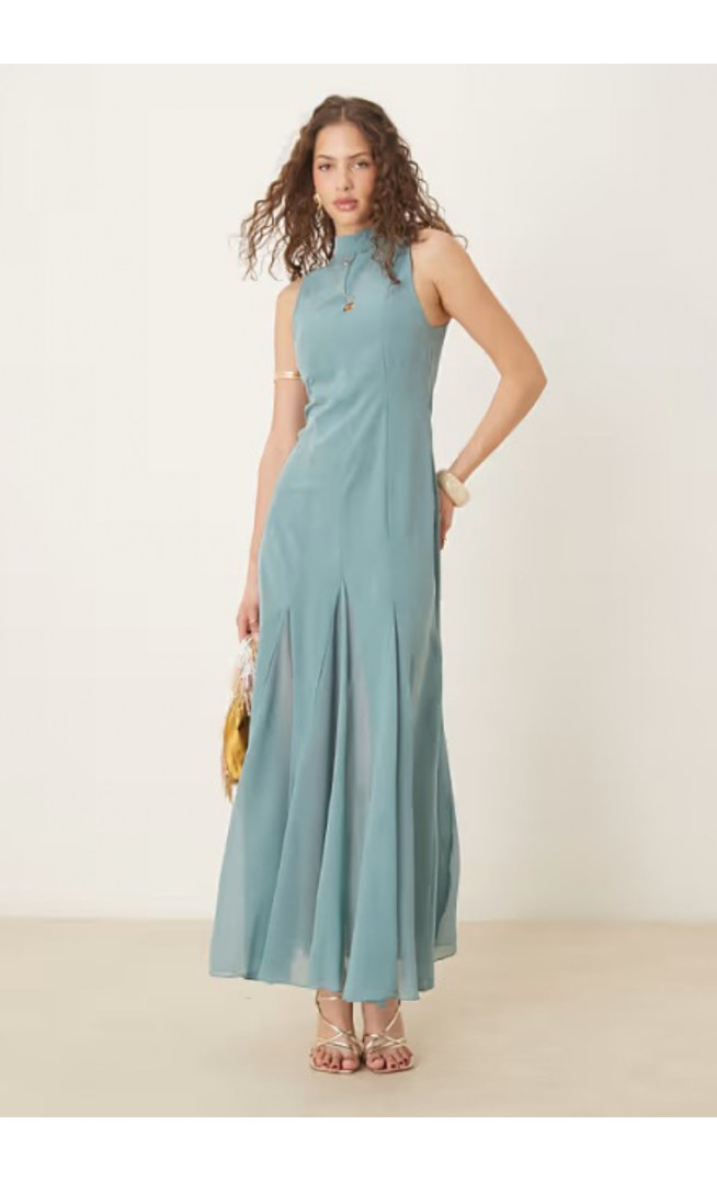 ASOS DESIGN high neck maxi dress with chiffon godets