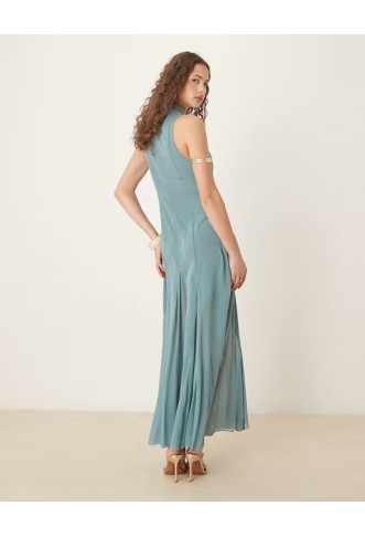ASOS DESIGN high neck maxi dress with chiffon godets