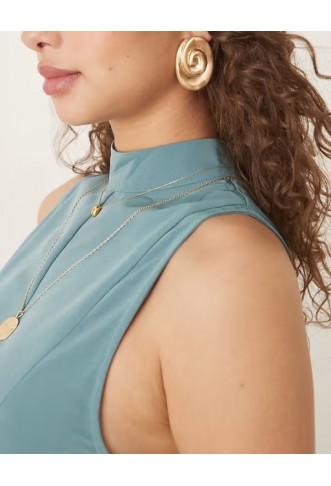 ASOS DESIGN high neck maxi dress with chiffon godets