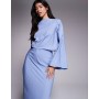 ASOS DESIGN long sleeve tucked waist bias maxi dress