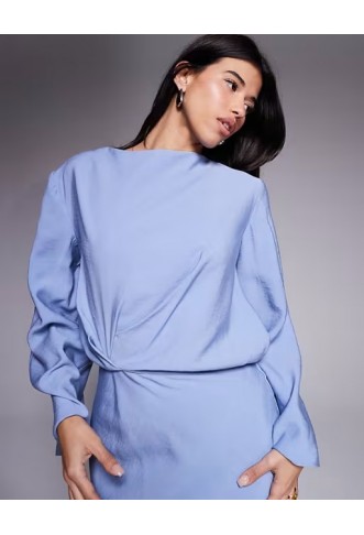 ASOS DESIGN long sleeve tucked waist bias maxi dress