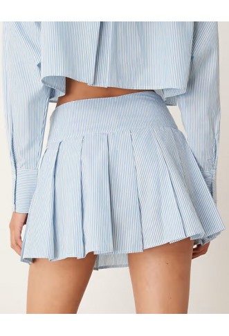 ASOS DESIGN tennis skirt co-ord in blue & white stripe