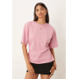 ASOS DESIGN shoulder pad cinched tee in dusky pink