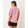 ASOS DESIGN shoulder pad cinched tee in dusky pink