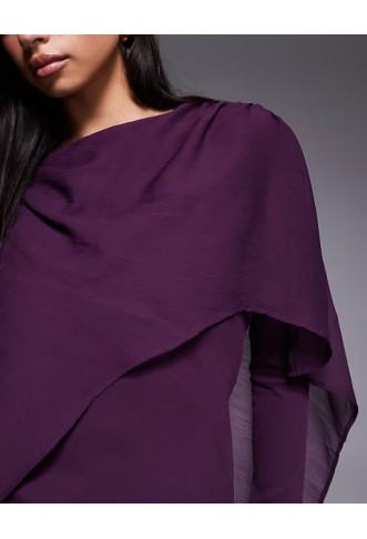 ASOS DESIGN long sleeve asymmetric cape overlay maxi dress