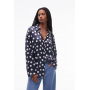 ASOS DESIGN satin wide cuff shirt in polka dot