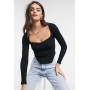 ASOS DESIGN rib fitted corset top with ultra wide neck