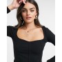 ASOS DESIGN rib fitted corset top with ultra wide neck