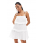 New Look tiered mini sundress in white
