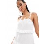 New Look tiered mini sundress in white
