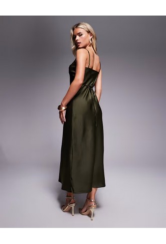 New Look Petite satin cowl neck midi dress