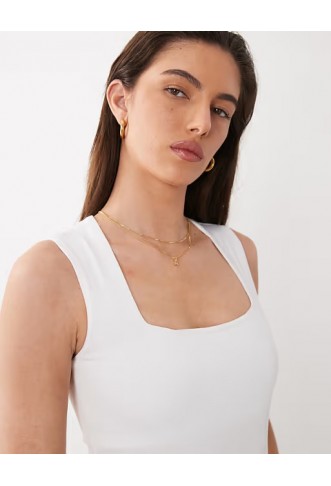 New Look square neck bodysuit in white