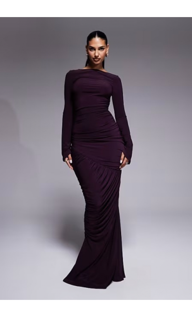 ASOS DESIGN sculpting gauged panelled maxi dress