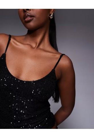 Fashionkilla exclusive sequin scoop neck cami top