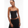 ASOS DESIGN satin cupped corset top with boning in black
