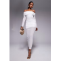 Missyempire mesh insert bardot maxi dress in white
