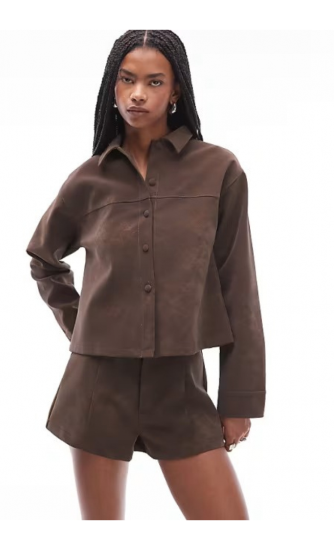 ASOS DESIGN mix & match textured leather look micro shorts