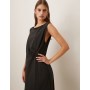 Mango boat neck sleeveless midi dress with slit in charcoal