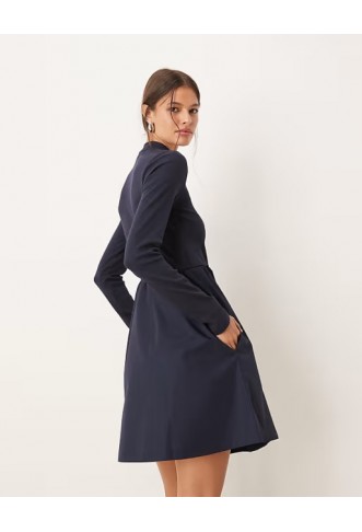 Threadbare long sleeve hybrid mini dress in navy