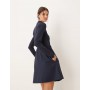 Threadbare long sleeve hybrid mini dress in navy