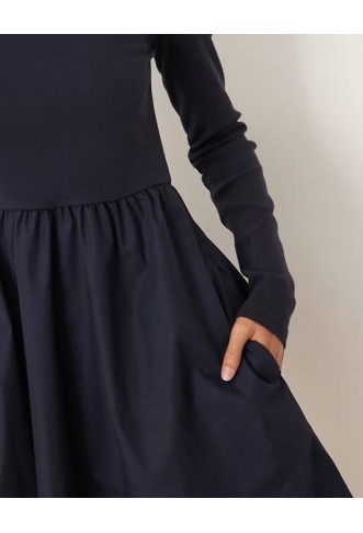 Threadbare long sleeve hybrid mini dress in navy