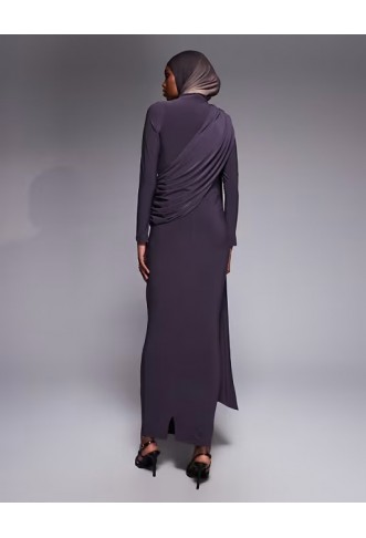 ASOS DESIGN long sleeve slinky draped maxi dress
