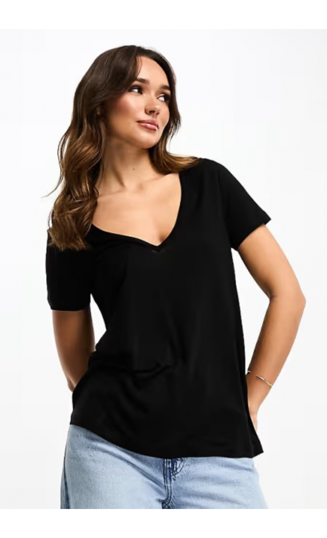 ASOS DESIGN relaxed v-neck t-shirt in black