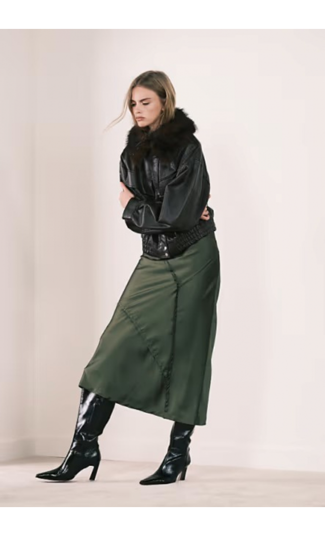 ASOS DESIGN spliced seam detail satin maxi skirt