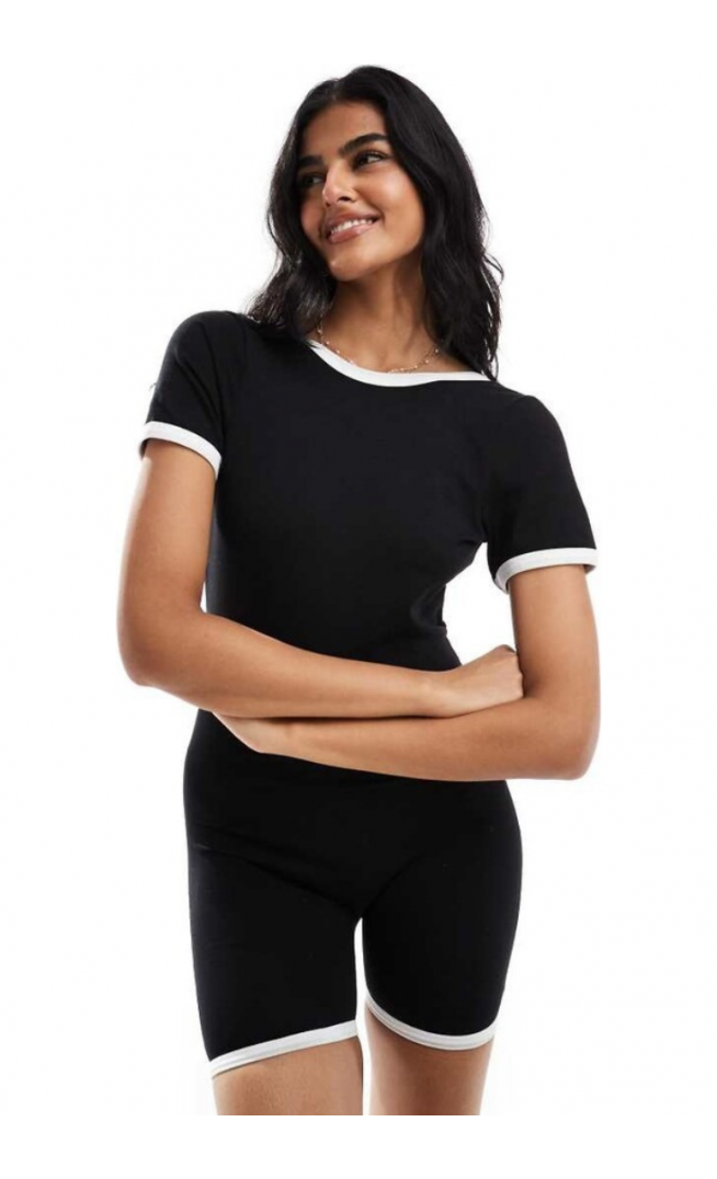 ASOS DESIGN scoop back playsuit in black