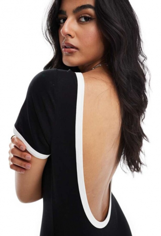 ASOS DESIGN scoop back playsuit in black