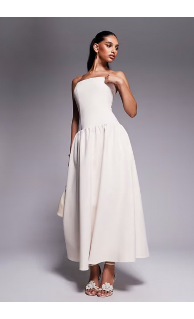 Kaiia exclusive structured bandeau drop waist gathered skirt maxi dress