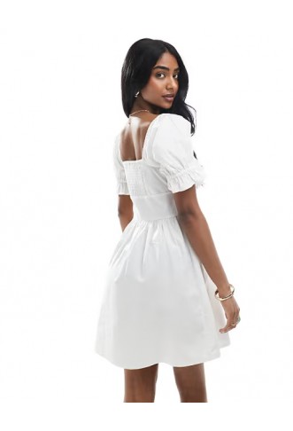 Wednesday's Girl puff sleeve mini dress in white